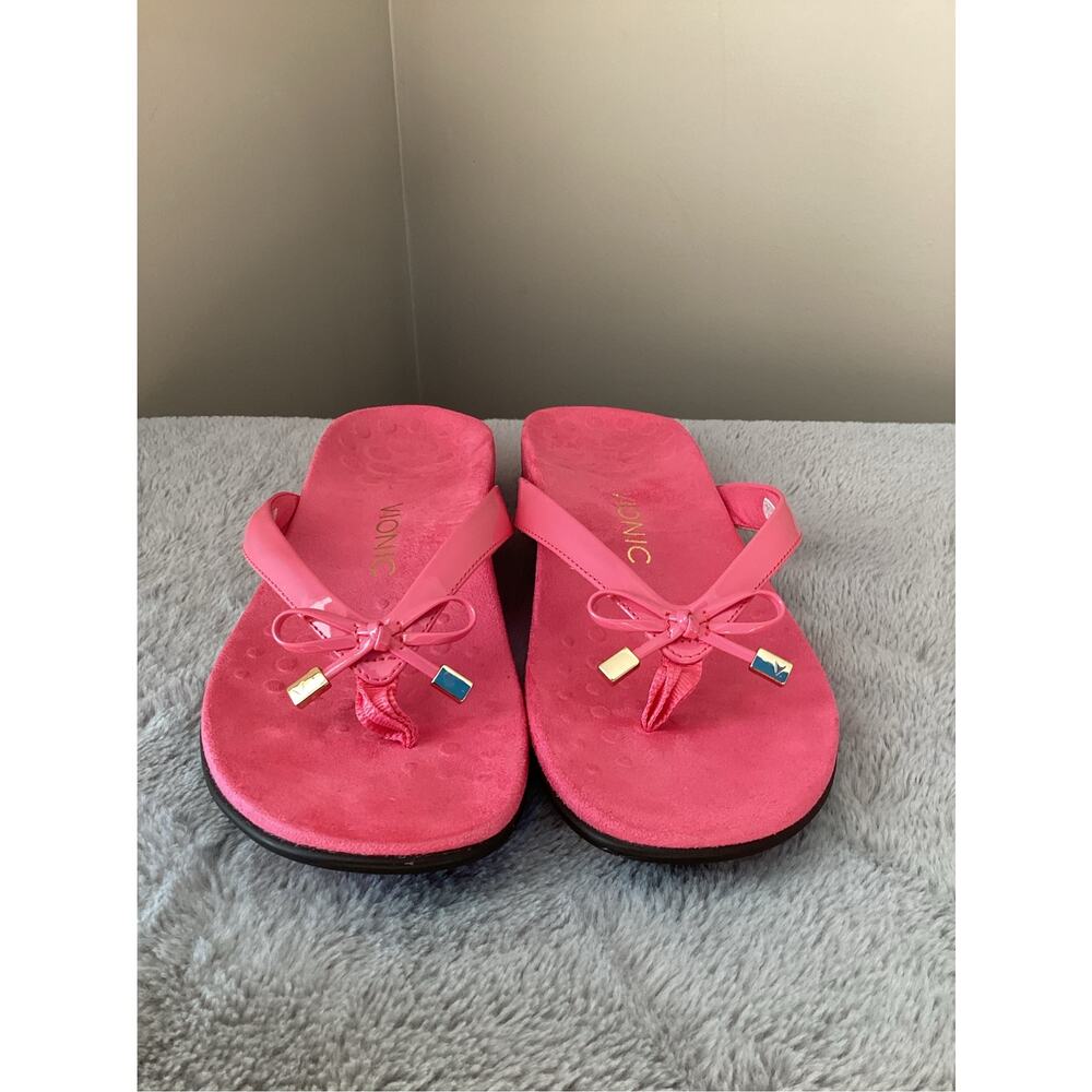 vionic bella pink flip flop bow sandals thong womens sandals size 8 - Picture 2 of 9